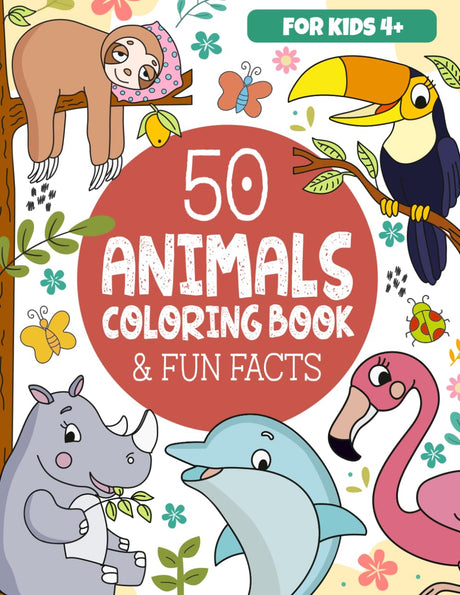 50 Animals Coloring Book & Fun Facts for Kids: Discover a Colorful World of Amazing Animals (Educational Coloring Books for Kids by Frolic Fox) WoodArtSupply
