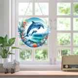 BAYUNOE DIY Hanging Dolphin Pendant Double-Sided Pattern Single Sided Diamond Art Painting Ornament Special Shaped Diamond Hang for Window Home Garden Wall Door Decor BAYUNOE