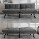 Modern Velvet Convertible Folding Futon Couch Sofa Bed Adjustable Pillow Top Arm Memory Foam Couch Double Loveseat Sofa for Compact Living Space,Dorm,Game Studio,Apartment,Bedroom (Light Grey) Klwenas Maec