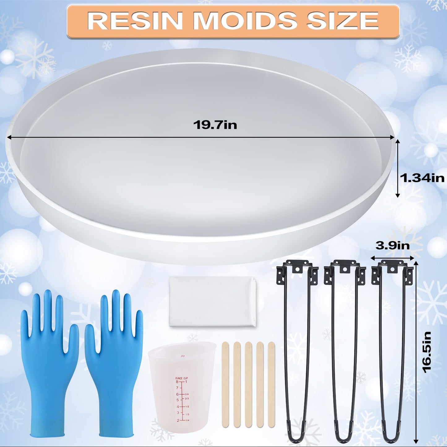 19.7 Inch Resin Table Molds，Extra Large Round Silicone Molds for Epoxy Resin with 3 Pcs Table Legs,for River Table, Coffee Table, DIY Cutting Board, Resin Art，Home Decoration - WoodArtSupply