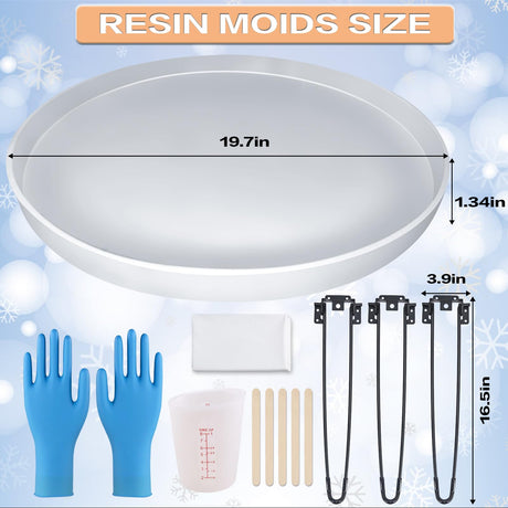 19.7 Inch Resin Table Molds，Extra Large Round Silicone Molds for Epoxy Resin with 3 Pcs Table Legs,for River Table, Coffee Table, DIY Cutting Board, Resin Art，Home Decoration SIMEIQI
