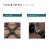 ECOOPTS 20"x20" Deck Tiles Interlocking Wood Flooring Patio Pavers Interlocking Patio Flooring Outdoor Wood Deck Tile, 6 Slat x 1 Box, Brown ECOOPTS