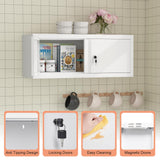 LUCYPAL Metal Storage Cabinet,Garage Wall Mounted Storage Cabinet with Locking Doors,Steel Hanging Cabinets for Home Office,Warehouse,Bathroom,Kitchen,White,12.8''H LUCYPAL