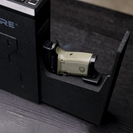 GLORYFIRE Gun Safe Biometric Pistol Safe, Mounted Nightstand Quick Access Handgun Safe and Gun Lock Box for Car, Truck, Desk, Bedside, Wall with Security Fingerprint, Key Access, PIN Code GLORYFIRE