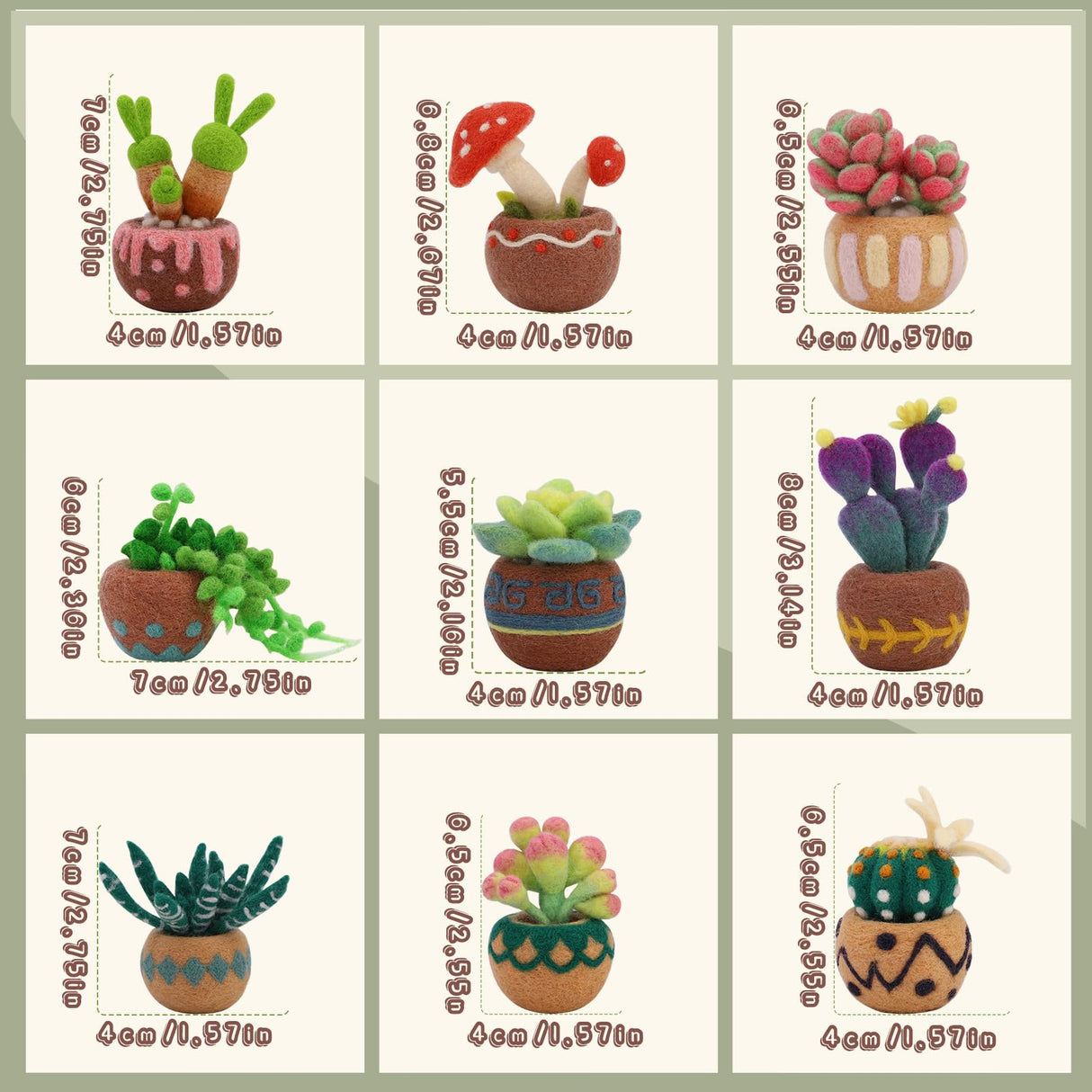 Yizzvb Needle Felting Kit, 9 PCS Succulent Needle Felt Beginner Kits, Wool Felting Kit Including Wool Roving, Felting Pad, Felting Needles and Instructions for DIY Craft Home Decoration Yizzvb