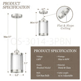 Osimir Brushed Nickel Pendant Lights Kitchen Island 3 Pack, Modern Kitchen Pendant Lighting Over Island with Milk Glass, Farmhouse Mini Hanging Light for Sink Dining Room, OS-3014-3PBN Osimir