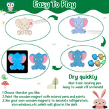 Yizeda 30 Pcs DIY Jungle Safari Wooden Magnets, Wooden Art Craft Supplies Painting Kit for Kids Ages Glow in The Dark Party Favors Goodie Bag Stuffers Birthday Gifts Toys for Boys Girls Yizeda