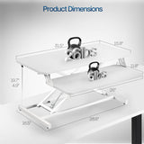 VIVO Desk Converter 32 inch Height Adjustable, MDF Wood Sit to Stand Riser, White, DESK-V000SW VIVO