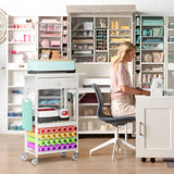 Snughome Craft Cart Compatible with Cricut Maker, Craft Organizers and Storage for Cricut Cart Organizer Table with Wheels, Drawer and 28 Vinyl Roll Holders, White, 23.6"(L) x 9.5"(D) x 31.7"(H) Snughome