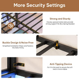 DICTAC Full Over Twin Bunk Bed with Desk and Charging Station Metal Full Size Over Twin Loft Bed with Led Lights & Storage Shelves and Drawers for Teen,Safety Guard & Stairs,No Box Spring Needed,Black DICTAC