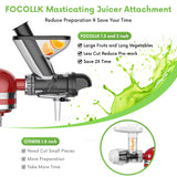Masticating Juicer Attachment for KitchenAid Stand Mixer, Juicer Machine for Kitchenaid Mixer Attachments, Cold Press Juicer with Dual Mouth Feed Chute for KitchenAid mixer Attachments FOCOllK