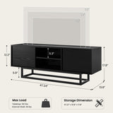 HAIOOU TV Stand for 50 55 Inch TV, Modern TV Console Small Entertainment Center with Sturdy Metal Base, Push-to-Open Doors and Soft-Close Hinges for Living Room, Bedroom - Wood Grain Black HAIOOU