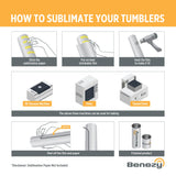 Benezy Bulk Bundle 8-Pack 20oz and 10oz Stainless Steel Sublimation Tumblers Blanks, Heat Press Sublimation Tumbler Cups Includes Lids, Straws with brush, Shrink Wrap, Silicone Base Benezy