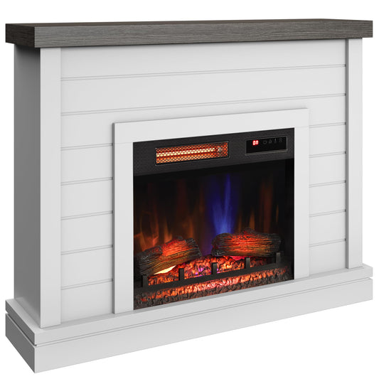 duraflame® Shiplap Wall Mantel Electric Fireplace, Bright White