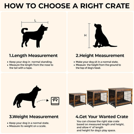 TLSUNNY Dog Crate Furniture, 44.1" Wooden Dog Crate Table, Indoor Dog Kennel with 2 Doors, Modern Dog Cage w/Pull-Out Removable Tray, Large/Medium/Small Dog House Furniture End Table, (Rustic) TLSUNNY