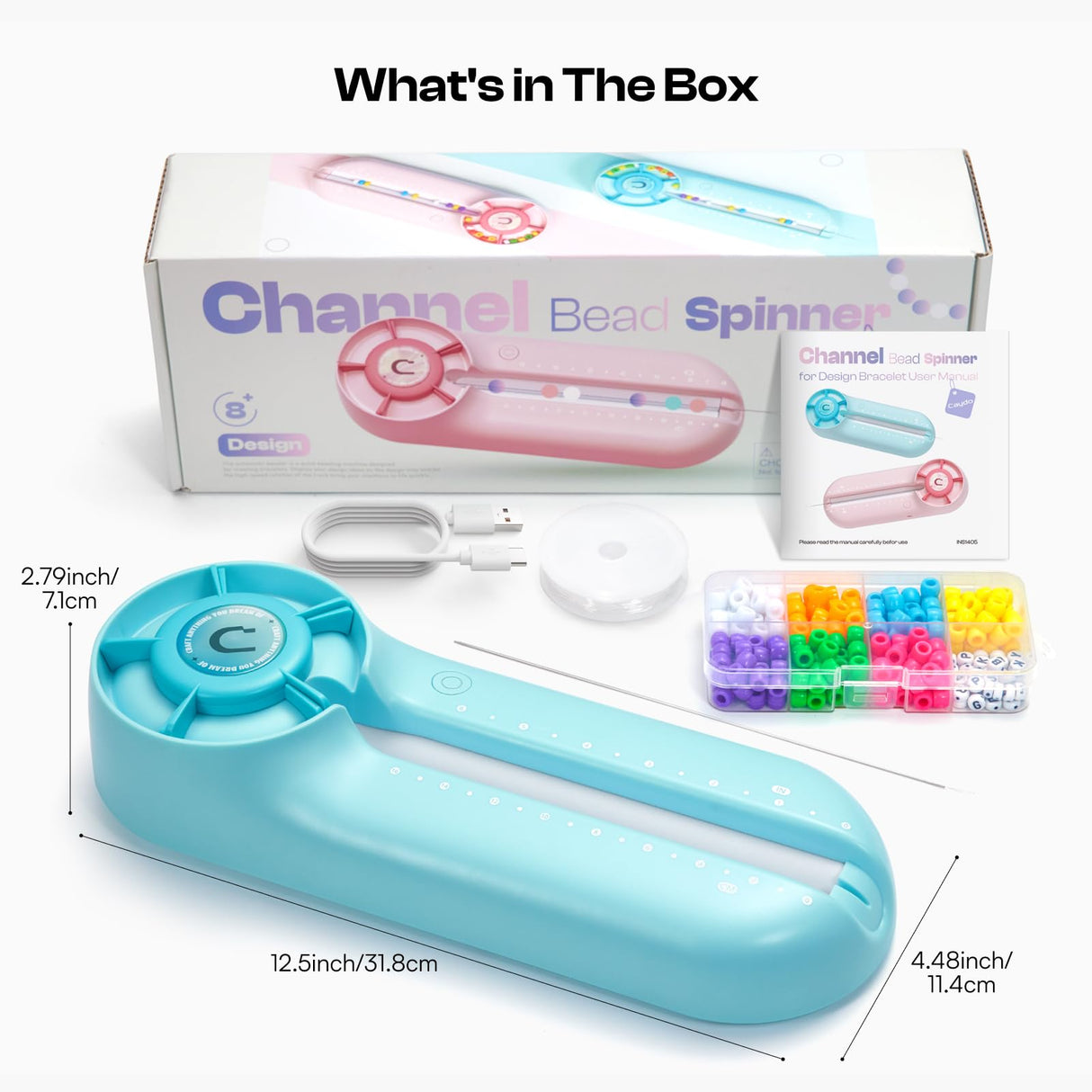 Caydo Bead Spinner with Bead Board, G1 Electric Channel Bracelet Jewelry Spinner Kit for Bracelets Designing and Making, Suitable for Pony Beads, Seed Beads, Round Glass Beads Caydo