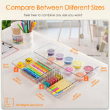 Criusia Drawer Organizer, 10 Pack Large Clear Plastic Kitchen Drawer Organizers Set, 3 Size Versatile Bathroom and Vanity Drawer Organizer Trays, Storage Bins for Makeup, Bedroom, Kitchen Utensils Criusia