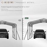 HOGYME 10x15 FT Heavy Duty Carport Canopy with Updated Frame Structure Galvanized Steel Roof and Enhanced Base, Metal Carport Garage for Pickup, Boat, Car and Tractors Grey HOGYME