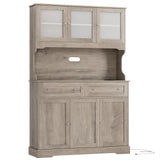 FACBOTALL 71.9" Kitchen Pantry Cabinet, Tall Storage Cabinet, Kitchen Cabinets with Countertop and Outlets, Farmhouse Kitchen Pantry Storage Cabinet with Doors and Shelves for Kitchen, Wash Gray FACBOTALL
