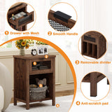 BON AUGURE Record Player Stand with Vinyl Storage, Farmhouse Record Player Cabinet End Table Holds up to 160 Albums, Brown Turntable Stand for Living Room, Bedroom, Office (Rustic Oak) BON AUGURE