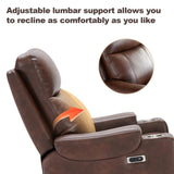 Eiayeebil Triple Motor Power Lift Recliner Chair with Adjustable Lumbar Support, Lay Flat Recliner for Elderly, Breathable Brown Leather Recliner, Lift Chair Massage & Heating, USB Ports, Cup Holders Eiayeebil