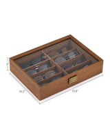 CO-Z Sunglasses Organizer with 8 Slots, Wood Eyeglasses Storage Box for Women Men, Lockable Display Case for Multiple Glasses, Glasses Holder for Watches Jewelry Collection, Walnut CO-Z