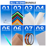 HTVRONT Heat Press Accessories, 55 Pack Heat Press Supplies for 15X15 Heat Press Machine, T Shirt Heat Press Starter Kit for Cricut Easy Press, Include Vinyl&Sublimation Bundle, Tools&Heat Press Mat HTVRONT