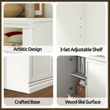 70 Inch Tall Bookcase with Doors, Library Office Bookshelf with Adjustable Shelves, Floor Standing Storage Cabinet for Bedroom Living Room Organizer with Anti Tipping Kit, Soft White Finish Bevfint