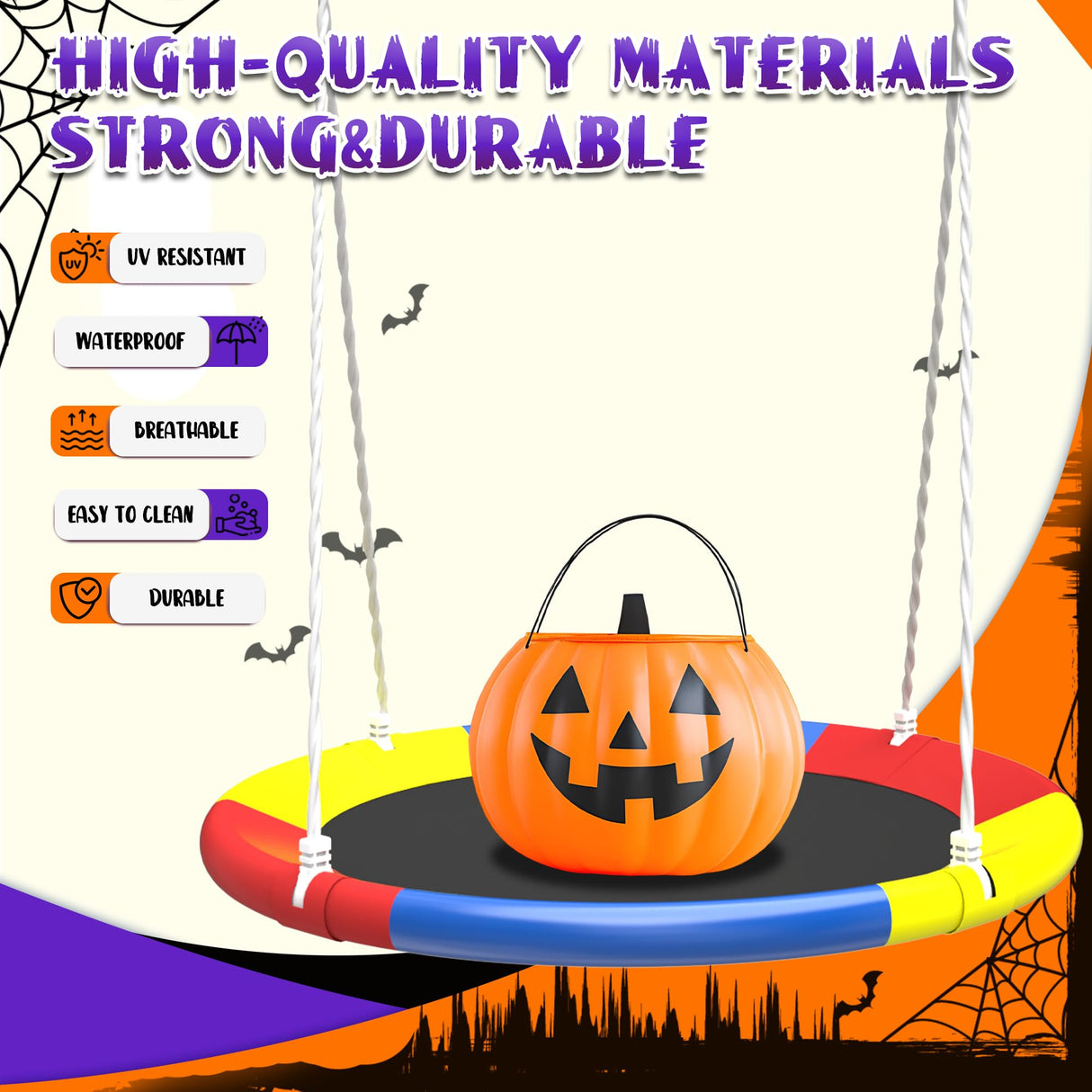 KDYMOD Swing Set for Backyard with Stand, Swing Heavy Duty 440lbs Metal Outdoor Swing Stand, Contain 1 Saucer 32" & 1 Belt seat 26.2" for Playground - Backyard Playset KDYMOD