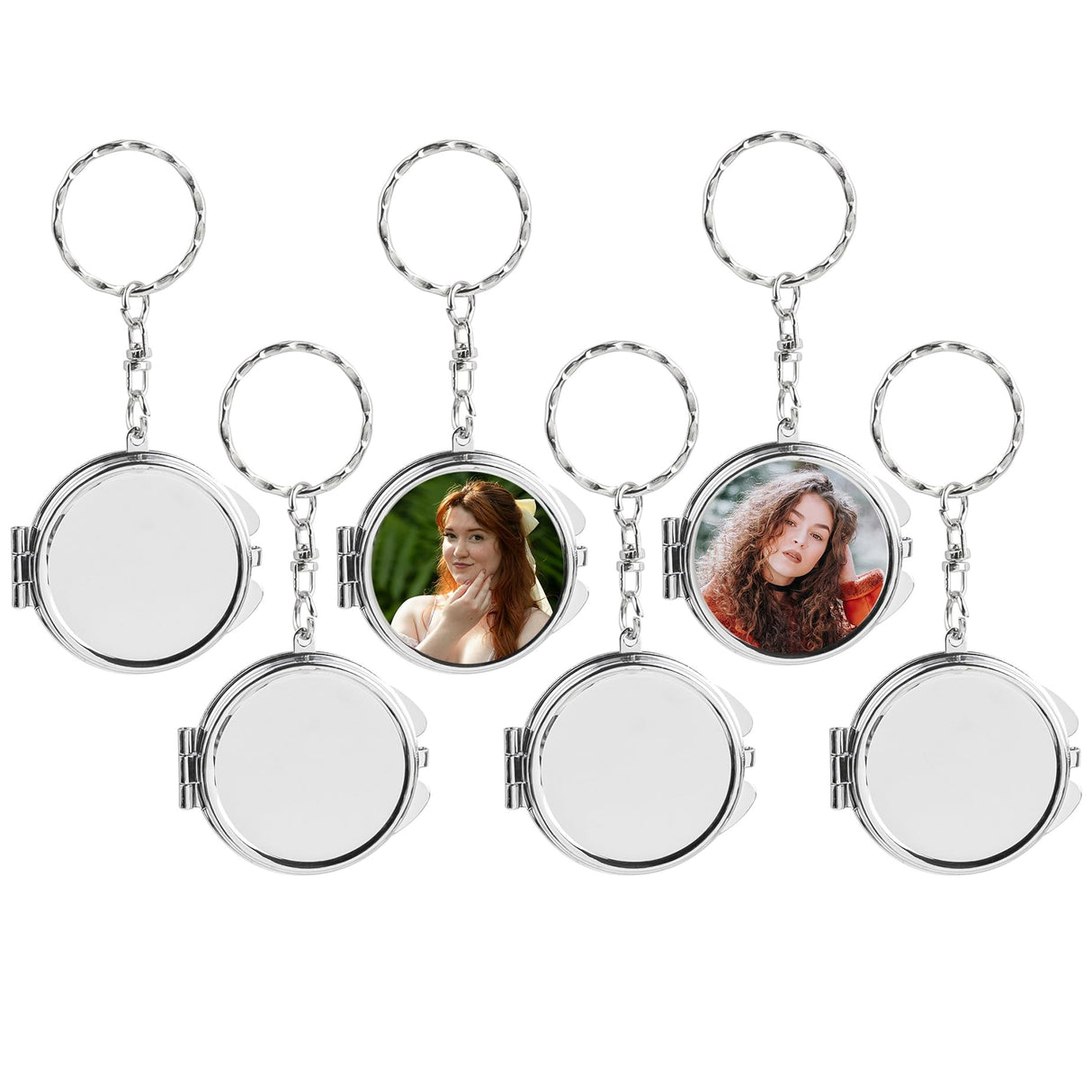 Framendino, 6 Pack Sublimation Blanks Pocket Mirror Heat Transfer Compact Travel Folding Mirrors for Makeup Round Silver Framendino