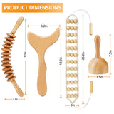 JUNRA 4 PCS Wood Therapy Massage Tools, Lymphatic Drainage Massager Maderoterapia Kit Wood Therapy Tools for Body Shaping Sculpting JUNRA