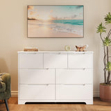 Gizoon 7 Drawer Dresser, 48" Wide White Dresser for Bedroom, Chest of Drawers with Handle Free Design, Modern Storage Organizer for Living Room, Kids Room, Entryway, Hallway, White Gizoon