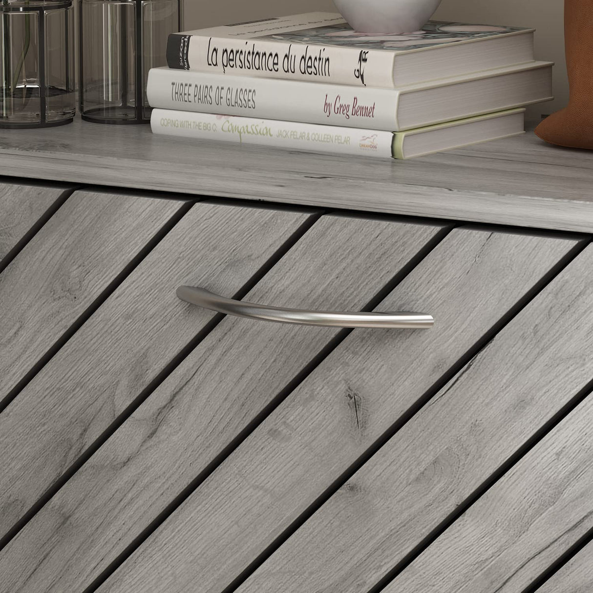 Homsee Modern Shoe Storage Cabinet with 3 Flip Drawers & Twill Louver Doors, Wood 3-Tier Shoe Rack Storage Organizer for Entryway, Hallway & Bedroom, Grey (22.4”L x 9.4”W x 42.3”H) Homsee