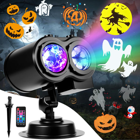 Brighter Halloween Decorations Projector Lights, 2025 Upgraded Holiday Projectors, Christmas Projector with 19 HD Replaceable Slides (Ocean Wave & Patterns), Waterproof Halloween Projector Light Show FLITI