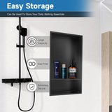 Greenspring 12" X 25" Stainless Steel Shower Niche Insert Tile Ready, Niche for Shower Wall, 2-Tier Recessed Shelves No Tile Needed for Bathroom Storage, Matte Black Greenspring