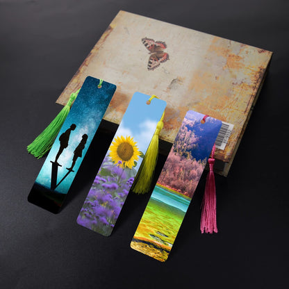 30 Pcs Sublimation Bookmark Blank 5.9"X1.5" X0.65mm Heat Transfer Aluminum Metal Bookmarks Bulk DIY Bookmarks with Hole and Colorful Tassels for Crafts,Personalized Tassels Blank Bookmarks