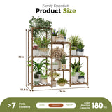 Bamworld Plant Stand Indoor Plant Shelf Outdoor Wood Plant Rack for Multiple Plants 3 Tiers Ladder Plant Holder for Living Room Patio Boho Home Decor for Gardening Mom Gifts Bamworld