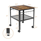 Rustic End Table, 2-Tier Side Table with Adjustable Height Shelf, 19.7" x 19.7" x 24", 143 lb Weight Capacity, Great for Mini Fridge Stand, Printer Stand, Aquarium Stand, Nightstand, Coffee Table onlytak
