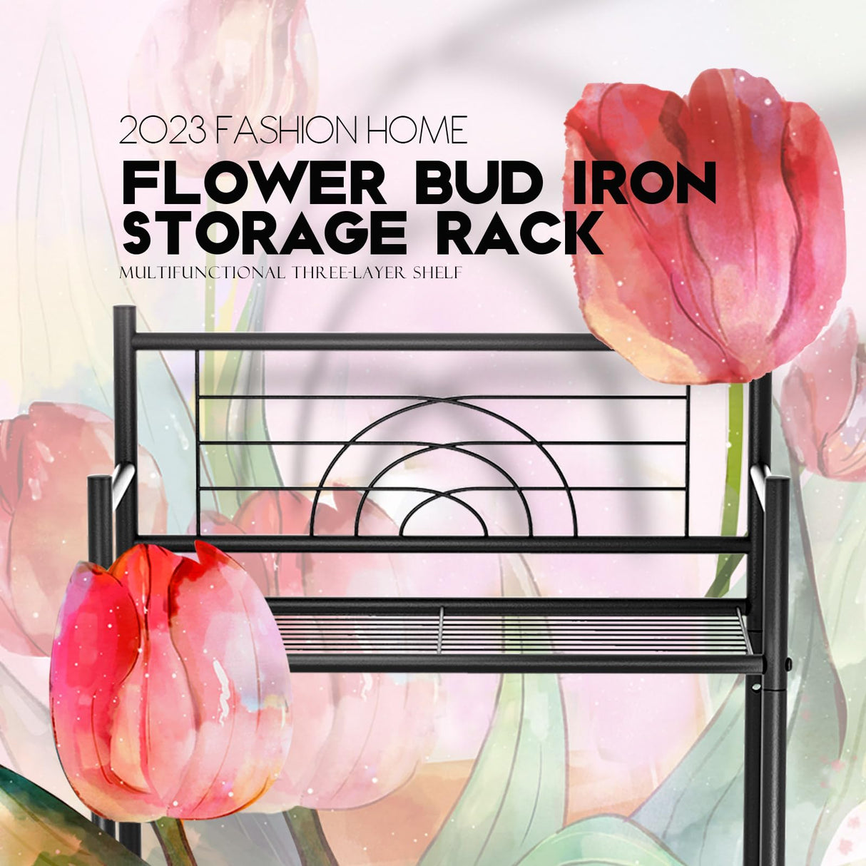 LEEDA 3-Tier Freestanding Multipurpose Storage Shelves Heavy Duty Metal Shelving Unit, Display Plants Flowers Bath Essentials, for Kitchen Bathroom Office, Black Leeda Made