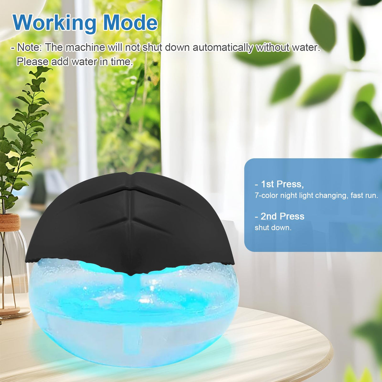 ap airpleasure Water-Based Purifier Air Washer, Air Revitalizer & Freshener, Air Fresher with 7 LED Color Changing Light for Rooms (Black) ap airpleasure