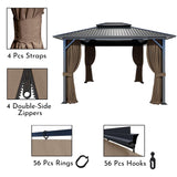 COWVIE Gazebo Curtain Replacement Universal 4-Panel Sidewalls 12' x 12', Patio Gazebo Privacy Curtains with Double Zipper, Replacement for Patio, Outdoor Canopy, Garden and Backyard (Curtain Only) COWVIE