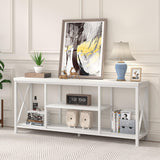 EXCEFUR 55 inch TV Stand for TV up to 65 inch, Modern Media TV Console with Storage Shelves, Entertainment Center for Living Room, Bedroom, White Oak EXCEFUR