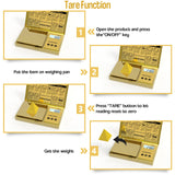 WEIGHTMAN Digital Scale Gram, 200g/0.01g Pocket Scale Gold Titanium Plating, LCD Backlit Display, Mini Jewelry Scale with 6 Units, Auto Off, Tare Function for Food, Coins, Battery Included WEIGHTMAN