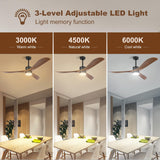 Wisful 56" Ceiling Fans with Lights Remote Control,Outdoor Wood Ceiling Fan with Light Memory for Patio Gazebo Living Room Bedroom(Walnut and Black) Wisful