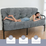 MAXYOYO 8" Futon Mattress Full Size, Extra Thick Futons Sofa Couch Bed, Velvet Floor Mattress for Adults, Shredded Foam Filling (Frame Not Included), Dark Grey MAXYOYO