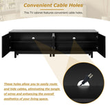 LUMISOL Modern TV Stand for 80"+ TV, 70" Wood Console with Arched Doors, Arch Entertainment Center with 2 Storage Cabinets, Adjustable Shelf for Living Room, Black LUMISOL