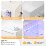 VINGLI LED TV Stand, 63'' High Glossy Modern Entertainment Center with LED Lights and Storage for 55/60/65/70 Inch TV (White, 63'' x 14'' x 18'') VINGLI