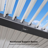 PURPLE LEAF Louvered Pergola 10' x 12' Patio Aluminum Pergola with White Adjustable Rainproof Roof Grey Frame Hardtop Gazebo for Outside Deck Backyard PURPLE LEAF