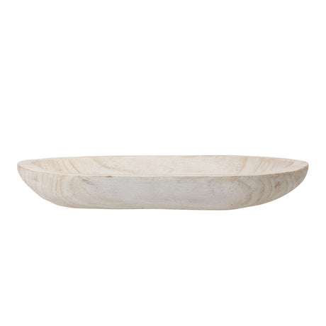 Bloomingville Hand-Carved Paulownia Wood Bowl with Whitewashed Finish Bloomingville