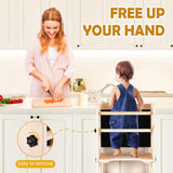 Woodure 4-in-1 Toddler Kitchen Step Stool, Foldable Learning Standing Tower with Blackboard, Wooden Kitchen Stool Helper for Kids, 1-3 Year Old Boy Girl Gifts Woodure